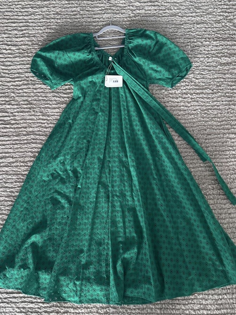 Scanlan Theodore Kelly Green Embroidered Eyelet Dress | Size 4